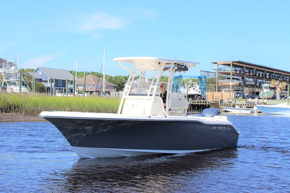 Key West Boats Standard Leaning Post with Flip Up Bolsters and Rod Holders